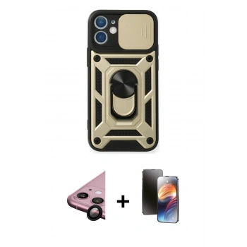 MARSİLYAN™- iPhone 11 Kılıf Ahenk Klasik - Siyah 3D Antistatik Mat Seramik Nano Ekran Koruyucu + Raze Metal Kamera Lens - SH