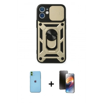 MARSİLYAN™- iPhone 11 Kılıf Ahenk Klasik - Siyah 3D Antistatik Mat Seramik Nano Ekran Koruyucu + Neon Fosforlu Kamera Lens - YL