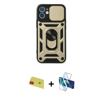 MARSİLYAN™- iPhone 11 Kılıf Ahenk Klasik - Siyah 3D Antistatik Seramik Nano Ekran Koruyucu + Rainbow Kamera Lens Koruma Cam - KI