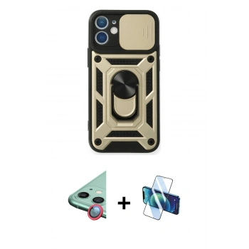 MARSİLYAN™- iPhone 11 Kılıf Ahenk Klasik - Siyah 3D Antistatik Seramik Nano Ekran Koruyucu + Raze Metal Kamera Lens - KI