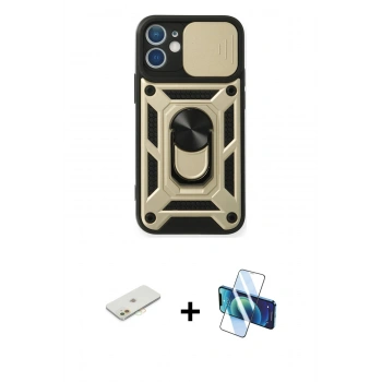 MARSİLYAN™- iPhone 11 Kılıf Ahenk Klasik - Siyah 3D Antistatik Seramik Nano Ekran Koruyucu + Renkli Kamera Lens Koruma Cam - TU