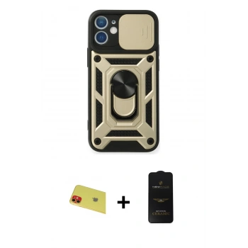 MARSİLYAN™- iPhone 11 Kılıf Ahenk Klasik - Siyah 6D Antistatik Mat Seramik Hayalet Nano Ekran Koruyucu + Rainbow Kamera Lens Koruma Cam - KI