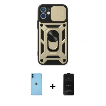 MARSİLYAN™- iPhone 11 Kılıf Ahenk Klasik - Siyah 6D Antistatik Mat Seramik Hayalet Nano Ekran Koruyucu + Neon Fosforlu Kamera Lens - MI