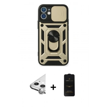 MARSİLYAN™- iPhone 11 Kılıf Ahenk Klasik - Siyah 6D Antistatik Mat Seramik Hayalet Nano Ekran Koruyucu + Raze Metal Kamera Lens - GS