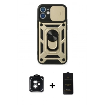 MARSİLYAN™- iPhone 11 Kılıf Ahenk Klasik - Siyah 6D Antistatik Mat Seramik Hayalet Nano Ekran Koruyucu + PVD Metal Kamera Lens - SH