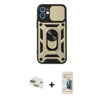 MARSİLYAN™- iPhone 11 Kılıf Ahenk Klasik - Siyah 6D Mat Seramik Hayalet Nano Ekran Koruyucu + Pers Alüminyum Kamera Lens - GD