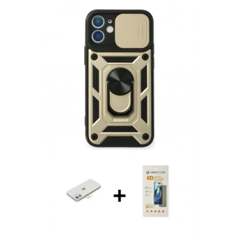 MARSİLYAN™- iPhone 11 Kılıf Ahenk Klasik - Siyah 6D Mat Seramik Hayalet Nano Ekran Koruyucu + Renkli Kamera Lens Koruma Cam - SI