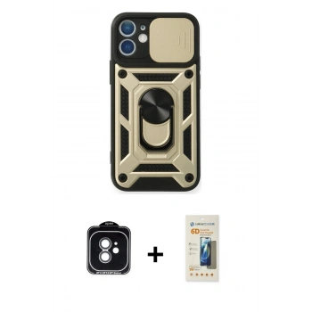 MARSİLYAN™- iPhone 11 Kılıf Ahenk Klasik - Siyah 6D Mat Seramik Hayalet Nano Ekran Koruyucu + PVD Metal Kamera Lens - YL