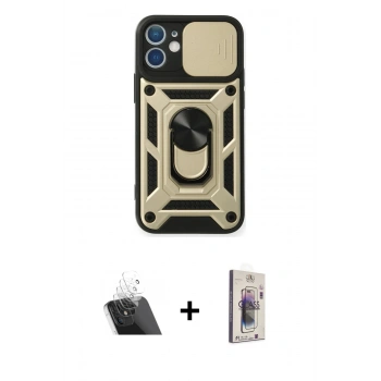 MARSİLYAN™- iPhone 11 Kılıf Ahenk Klasik - Siyah Bilvis 3D Cam Ekran Koruyucu + Kamera Lens Koruma Cam - SF
