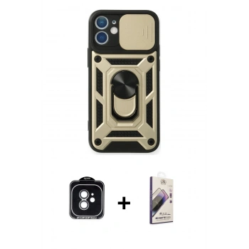 MARSİLYAN™- iPhone 11 Kılıf Ahenk Klasik - Siyah Bilvis 3D Mat Cam Ekran Koruyucu + PVD Metal Kamera Lens - YL