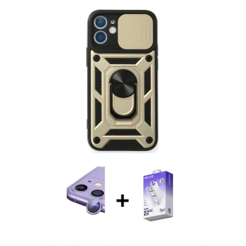 MARSİLYAN™- iPhone 11 Kılıf Ahenk Klasik - Siyah Bilvis 5in1 3D Magic Cam Ekran Koruyucu + Raze Metal Kamera Lens - MR