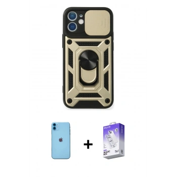 MARSİLYAN™- iPhone 11 Kılıf Ahenk Klasik - Siyah Bilvis 5in1 3D Magic Cam Ekran Koruyucu + Neon Fosforlu Kamera Lens - MI