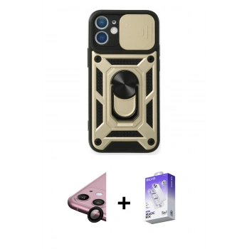 MARSİLYAN™- iPhone 11 Kılıf Ahenk Klasik - Siyah Bilvis 5in1 3D Magic Cam Ekran Koruyucu + Raze Metal Kamera Lens - SH