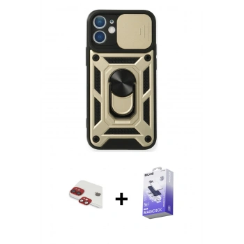 MARSİLYAN™- iPhone 11 Kılıf Ahenk Klasik - Siyah Bilvis 5in1 5D Magic Hayalet Cam Ekran Koruyucu + Pers Alüminyum Kamera Lens - KI