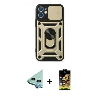 MARSİLYAN™- iPhone 11 Kılıf Ahenk Klasik - Siyah Buffer Cam Ekran Koruyucu + Raze Metal Kamera Lens - MI