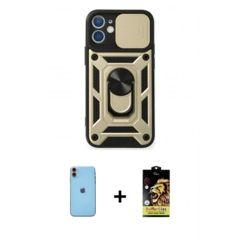 MARSİLYAN™- iPhone 11 Kılıf Ahenk Klasik - Siyah Buffer Cam Ekran Koruyucu + Neon Fosforlu Kamera Lens - TU