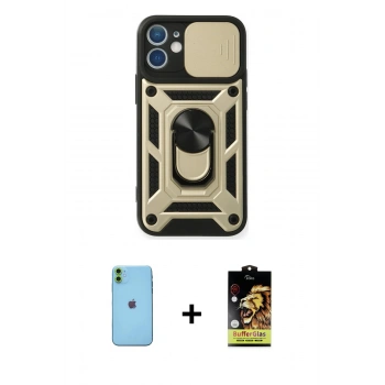 MARSİLYAN™- iPhone 11 Kılıf Ahenk Klasik - Siyah Buffer Cam Ekran Koruyucu + Neon Fosforlu Kamera Lens - YL