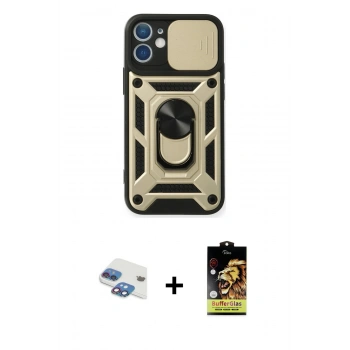 MARSİLYAN™- iPhone 11 Kılıf Ahenk Klasik - Siyah Buffer Cam Ekran Koruyucu + Pers Alüminyum Kamera Lens - GI