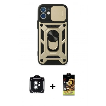 MARSİLYAN™- iPhone 11 Kılıf Ahenk Klasik - Siyah Buffer Cam Ekran Koruyucu + PVD Metal Kamera Lens - YL