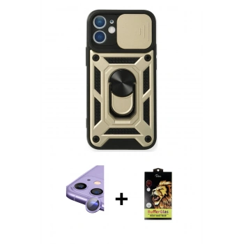 MARSİLYAN™- iPhone 11 Kılıf Ahenk Klasik - Siyah Buffer Cam Ekran Koruyucu + Raze Metal Kamera Lens - MR