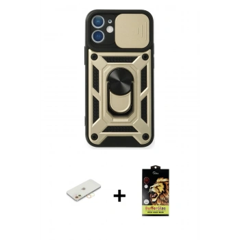 MARSİLYAN™- iPhone 11 Kılıf Ahenk Klasik - Siyah Buffer Cam Ekran Koruyucu + Renkli Kamera Lens Koruma Cam - SI