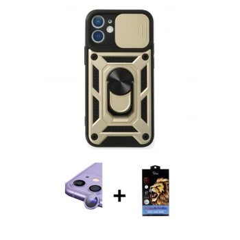 MARSİLYAN™- iPhone 11 Kılıf Ahenk Klasik - Siyah Buffer Hayalet Cam Ekran Koruyucu + Raze Metal Kamera Lens - MR