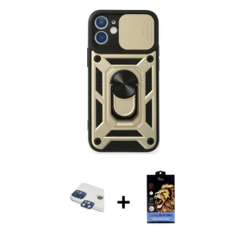 MARSİLYAN™- iPhone 11 Kılıf Ahenk Klasik - Siyah Buffer Hayalet Cam Ekran Koruyucu + Pers Alüminyum Kamera Lens - LT