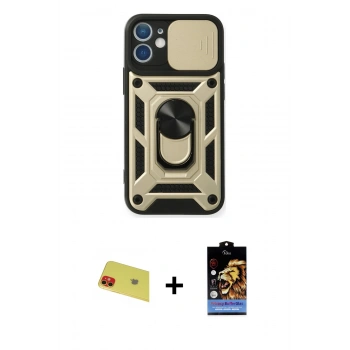 MARSİLYAN™- iPhone 11 Kılıf Ahenk Klasik - Siyah Buffer Hayalet Cam Ekran Koruyucu + Rainbow Kamera Lens Koruma Cam - KI