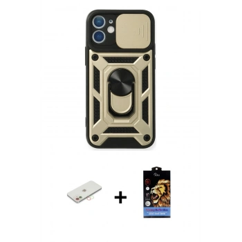 MARSİLYAN™- iPhone 11 Kılıf Ahenk Klasik - Siyah Buffer Hayalet Cam Ekran Koruyucu + Renkli Kamera Lens Koruma Cam - YL