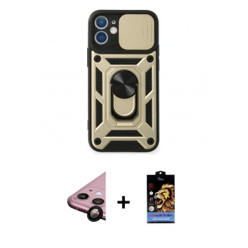 MARSİLYAN™- iPhone 11 Kılıf Ahenk Klasik - Siyah Buffer Hayalet Cam Ekran Koruyucu + Raze Metal Kamera Lens - SH