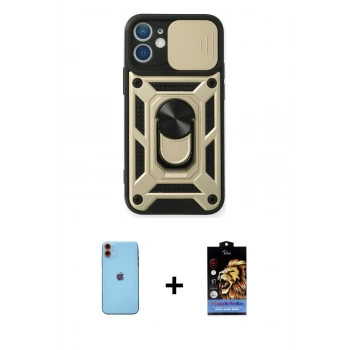 MARSİLYAN™- iPhone 11 Kılıf Ahenk Klasik - Siyah Buffer Hayalet Cam Ekran Koruyucu + Neon Fosforlu Kamera Lens - TU
