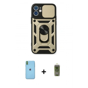 MARSİLYAN™- iPhone 11 Kılıf Ahenk Klasik - Siyah Joko Magic 5D Hayalet Cam + Neon Fosforlu Kamera Lens - YL