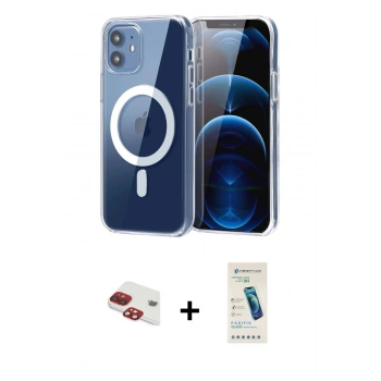 MARSİLYAN™- iPhone 11 Kılıf Ahenk Minimal Serisi - Şeffaf Pasifik Cam Ekran Koruyucu + Pers Alüminyum Kamera Lens - KI