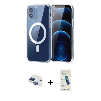 MARSİLYAN™- iPhone 11 Kılıf Ahenk Minimal Serisi - Şeffaf Pasifik Cam Ekran Koruyucu + Pers Alüminyum Kamera Lens - LT