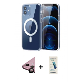 MARSİLYAN™- iPhone 11 Kılıf Ahenk Minimal Serisi - Şeffaf Pasifik Cam Ekran Koruyucu + Raze Metal Kamera Lens - SH