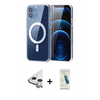 MARSİLYAN™- iPhone 11 Kılıf Ahenk Minimal Serisi - Şeffaf Pasifik Cam Ekran Koruyucu + Raze Metal Kamera Lens - GS
