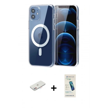 MARSİLYAN™- iPhone 11 Kılıf Ahenk Minimal Serisi - Şeffaf Pasifik Cam Ekran Koruyucu + Renkli Kamera Lens Koruma Cam - PE