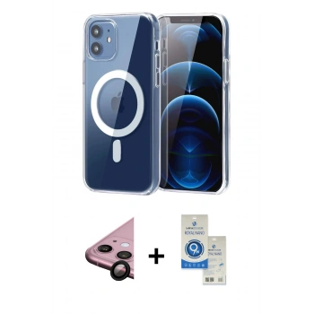 MARSİLYAN™- iPhone 11 Kılıf Ahenk Minimal Serisi - Şeffaf Royal Nano Ekran Koruyucu + Raze Metal Kamera Lens - SH