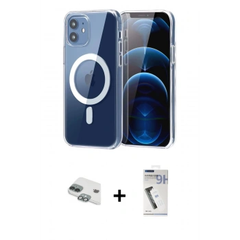 MARSİLYAN™- iPhone 11 Kılıf Ahenk Minimal Serisi - Şeffaf Uv Polymer Nano Ekran Koruyucu + Pers Alüminyum Kamera Lens - YL