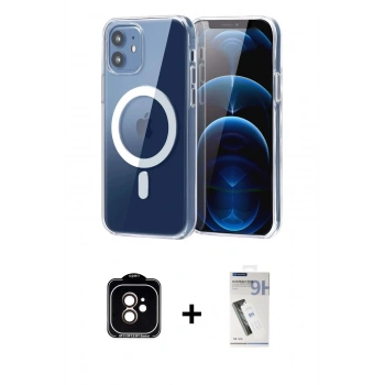 MARSİLYAN™- iPhone 11 Kılıf Ahenk Minimal Serisi - Şeffaf Uv Polymer Nano Ekran Koruyucu + PVD Metal Kamera Lens - TU