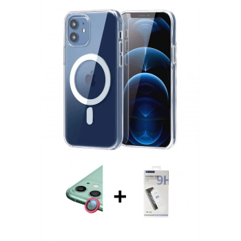 MARSİLYAN™- iPhone 11 Kılıf Ahenk Minimal Serisi - Şeffaf Uv Polymer Nano Ekran Koruyucu + Raze Metal Kamera Lens - KI