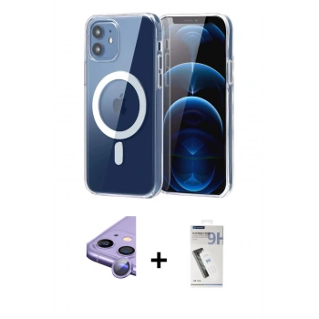 MARSİLYAN™- iPhone 11 Kılıf Ahenk Minimal Serisi - Şeffaf Uv Polymer Nano Ekran Koruyucu + Raze Metal Kamera Lens - MR