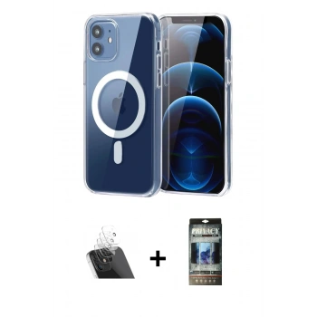 MARSİLYAN™- iPhone 11 Kılıf Ahenk Minimal Serisi - Siyah 34D Hayalet Izgaralı Cam + Kamera Lens Koruma Cam - SF