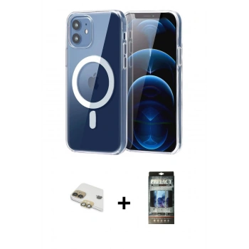 MARSİLYAN™- iPhone 11 Kılıf Ahenk Minimal Serisi - Siyah 34D Hayalet Izgaralı Cam + Pers Alüminyum Kamera Lens - GD