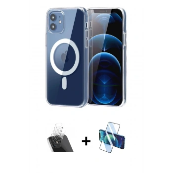 MARSİLYAN™- iPhone 11 Kılıf Ahenk Minimal Serisi - Siyah 3D Antistatik Cam Ekran Koruyucu + Kamera Lens Koruma Cam - SF