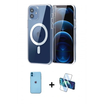 MARSİLYAN™- iPhone 11 Kılıf Ahenk Minimal Serisi - Siyah 3D Antistatik Cam Ekran Koruyucu + Neon Fosforlu Kamera Lens - MI