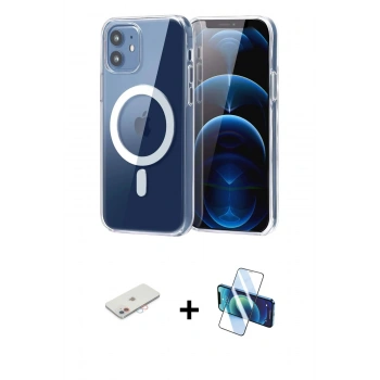 MARSİLYAN™- iPhone 11 Kılıf Ahenk Minimal Serisi - Siyah 3D Antistatik Cam Ekran Koruyucu + Renkli Kamera Lens Koruma Cam - PE