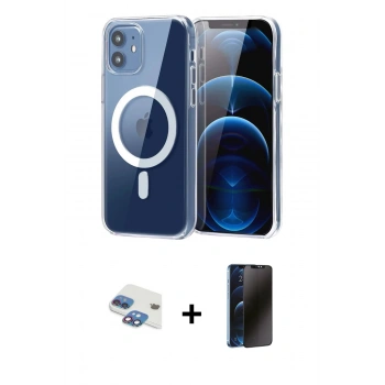 MARSİLYAN™- iPhone 11 Kılıf Ahenk Minimal Serisi - Siyah 3D Antistatik Hayalet Cam Ekran Koruyucu + Pers Alüminyum Kamera Lens - GI