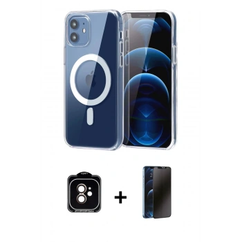 MARSİLYAN™- iPhone 11 Kılıf Ahenk Minimal Serisi - Siyah 3D Antistatik Hayalet Cam Ekran Koruyucu + PVD Metal Kamera Lens - TU