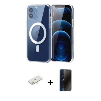 MARSİLYAN™- iPhone 11 Kılıf Ahenk Minimal Serisi - Siyah 3D Antistatik Hayalet Cam Ekran Koruyucu + Renkli Kamera Lens Koruma Cam - YL